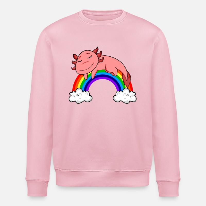Rainbow Axolotl - Stanley/Stella ROLLER Unisex Organic Sweatshirt - cotton pink
