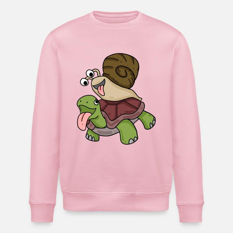 Turtle and snail - Stanley/Stella ROLLER Unisex Organic Sweatshirt - cotton pink
