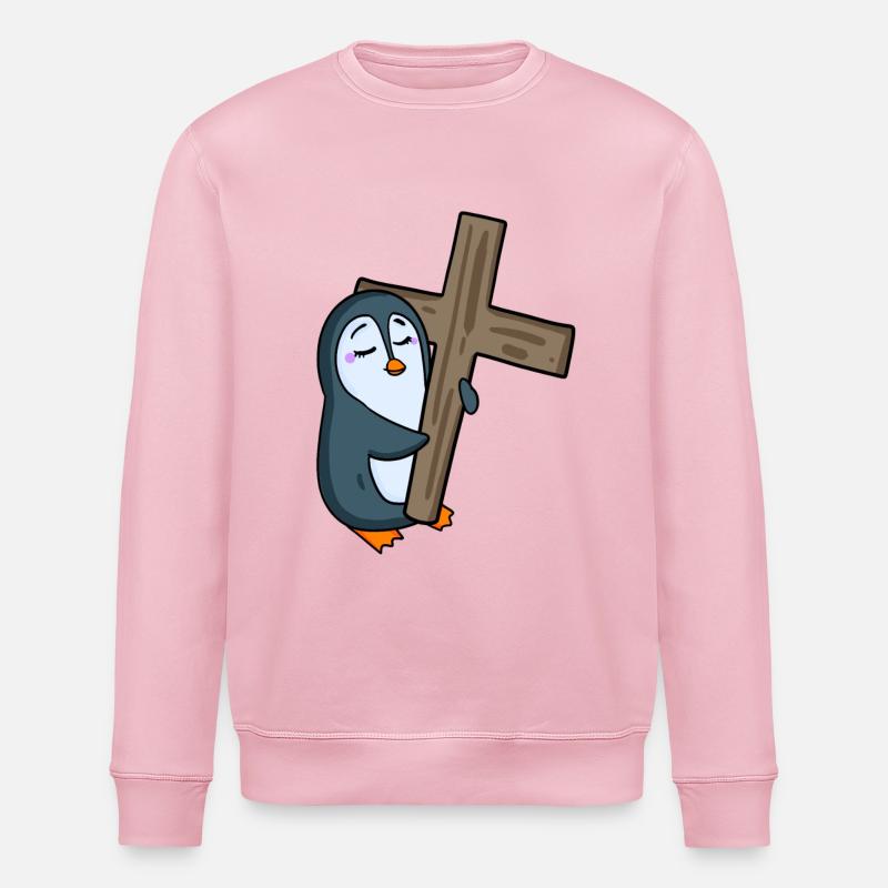Pingouin avec croix - Sweat bio ROLLER Stanley/Stella Unisexe - rose pâle