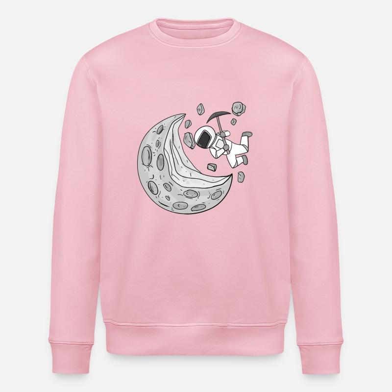 Astronaut Moon Crescent - Stanley/Stella ROLLER Unisex Organic Sweatshirt - cotton pink