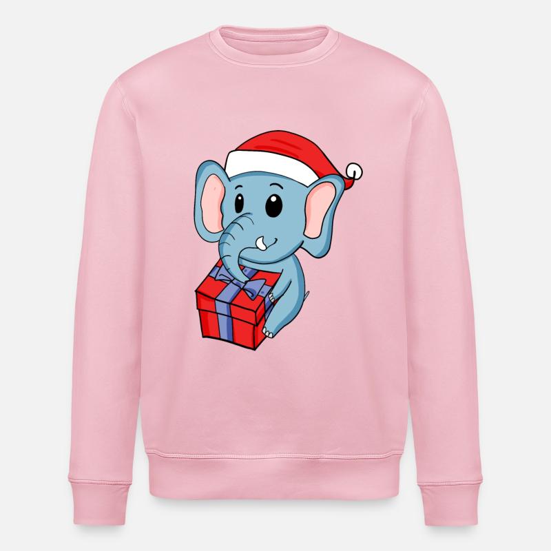 Éléphant de Noël avec cadeaux - Sweat bio ROLLER Stanley/Stella Unisexe - rose pâle