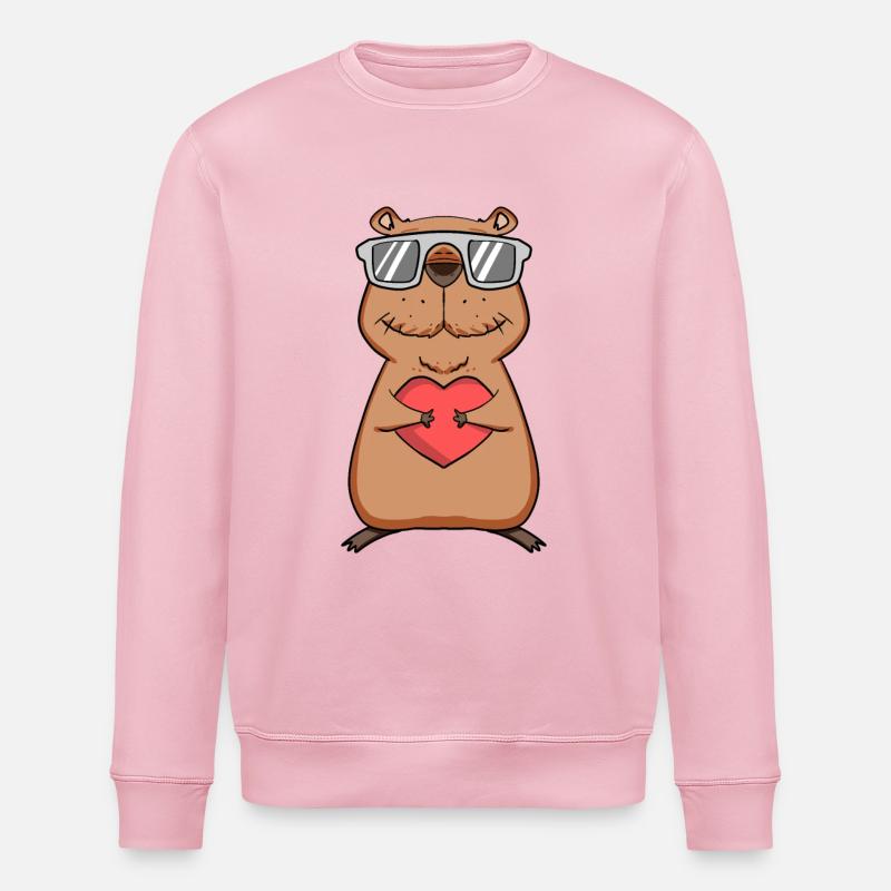 Capybara capybara heart motif - Stanley/Stella ROLLER Unisex Organic Sweatshirt - cotton pink