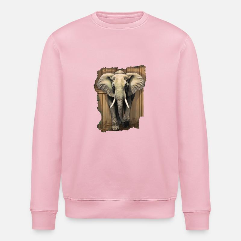 Éléphant - Sweat bio ROLLER Stanley/Stella Unisexe - rose pâle