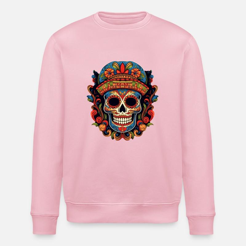 Cinco de Mayo Skull - Stanley/Stella ROLLER Unisex Organic Sweatshirt - cotton pink