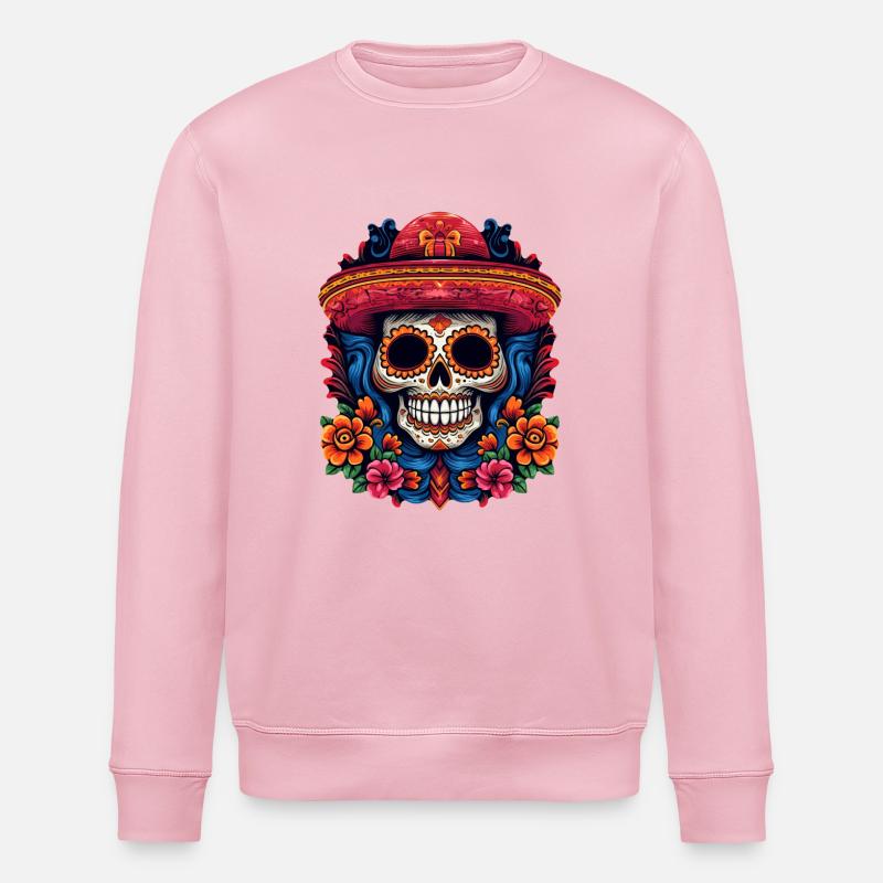 Cinco de Mayo Skull - Stanley/Stella ROLLER Unisex Organic Sweatshirt - cotton pink