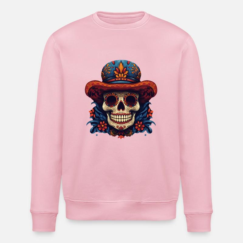 Cinco de Mayo Skull - Stanley/Stella ROLLER Unisex Organic Sweatshirt - cotton pink