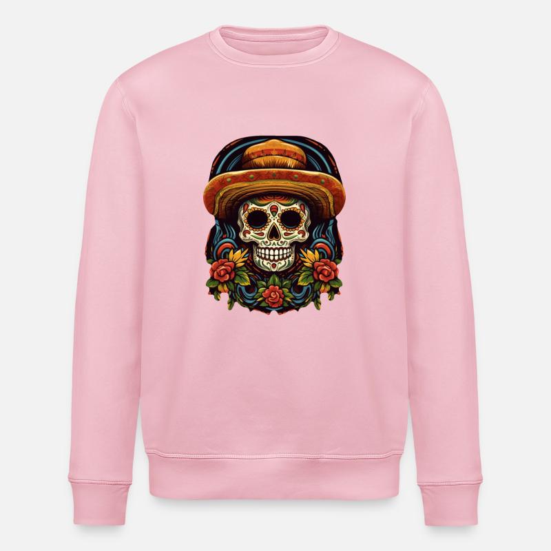 Cinco de Mayo Skull - Stanley/Stella ROLLER Unisex Organic Sweatshirt - cotton pink