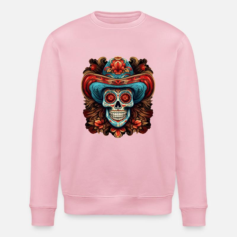 Cinco de Mayo Skull - Stanley/Stella ROLLER Unisex Organic Sweatshirt - cotton pink