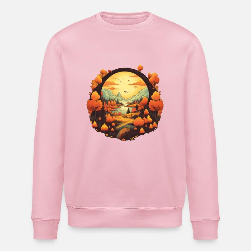 Herbstliche Landschaft - Stanley/Stella Unisex Bio-Sweatshirt ROLLER - Hellrosa
