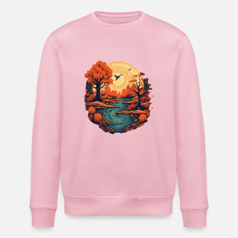 Herbstliche Landschaft - Stanley/Stella Unisex Bio-Sweatshirt ROLLER - Hellrosa