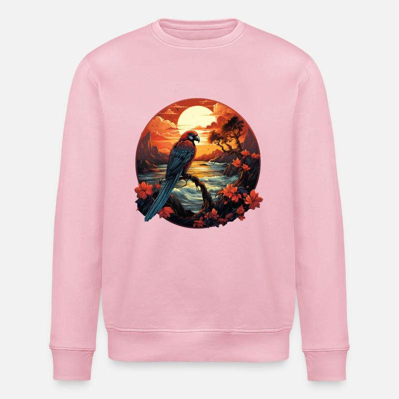 Tropisch - Papagei - Stanley/Stella Unisex Bio-Sweatshirt ROLLER - Hellrosa