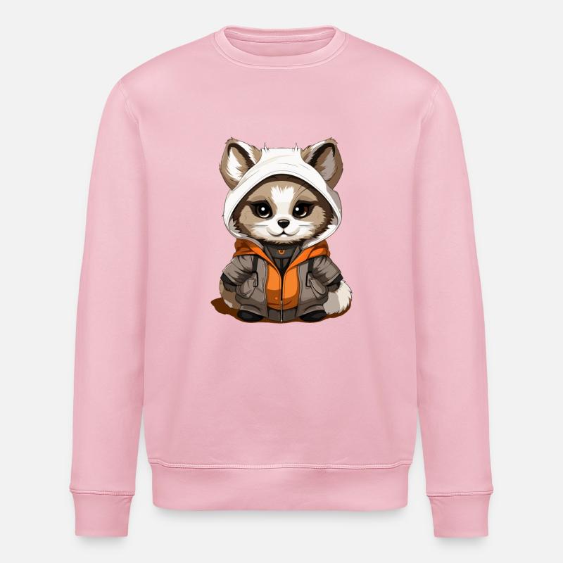 Waschbär - Kawaii Style - Stanley/Stella Unisex Bio-Sweatshirt ROLLER - Hellrosa