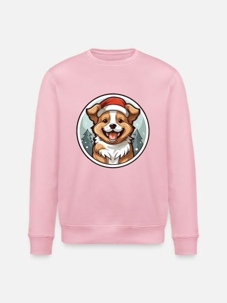 Dog Christmas Design - Kawaii Style - Stanley/Stella ROLLER Unisex Organic Sweatshirt - cotton pink