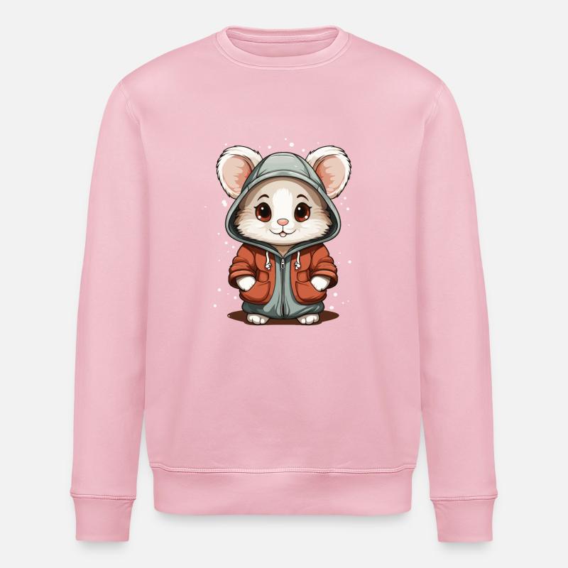 Maus Weihnachts Design - Kawaii Style - Stanley/Stella Unisex Bio-Sweatshirt ROLLER - Hellrosa