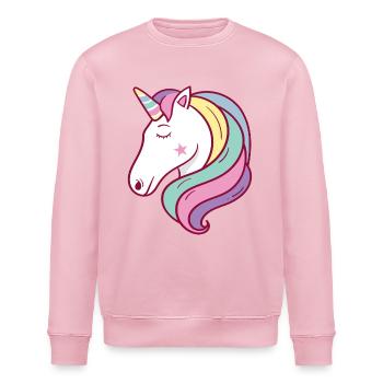 Einhorn Bunter Einhornkopf - Stanley/Stella Unisex Bio-Sweatshirt ROLLER - Hellrosa - Vorne - Nik (191cm)