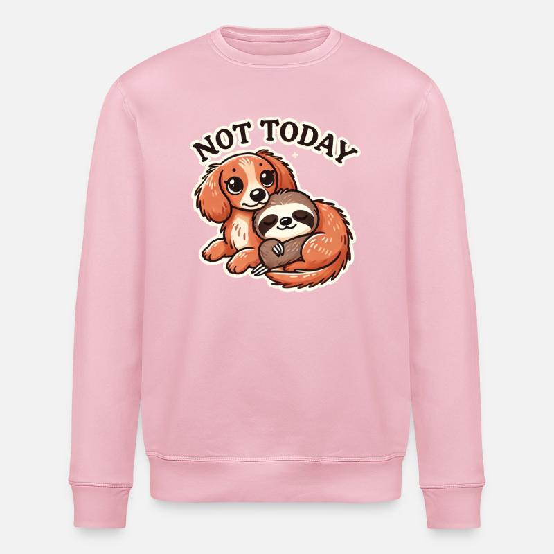 Dackel mit Faultier - Stanley/Stella Unisex Bio-Sweatshirt ROLLER - Hellrosa
