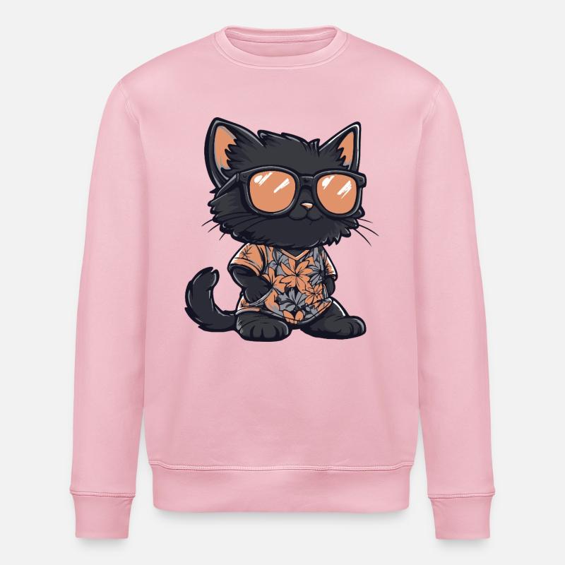 Cat Comic Funny Summer - Stanley/Stella ROLLER Unisex Organic Sweatshirt - cotton pink