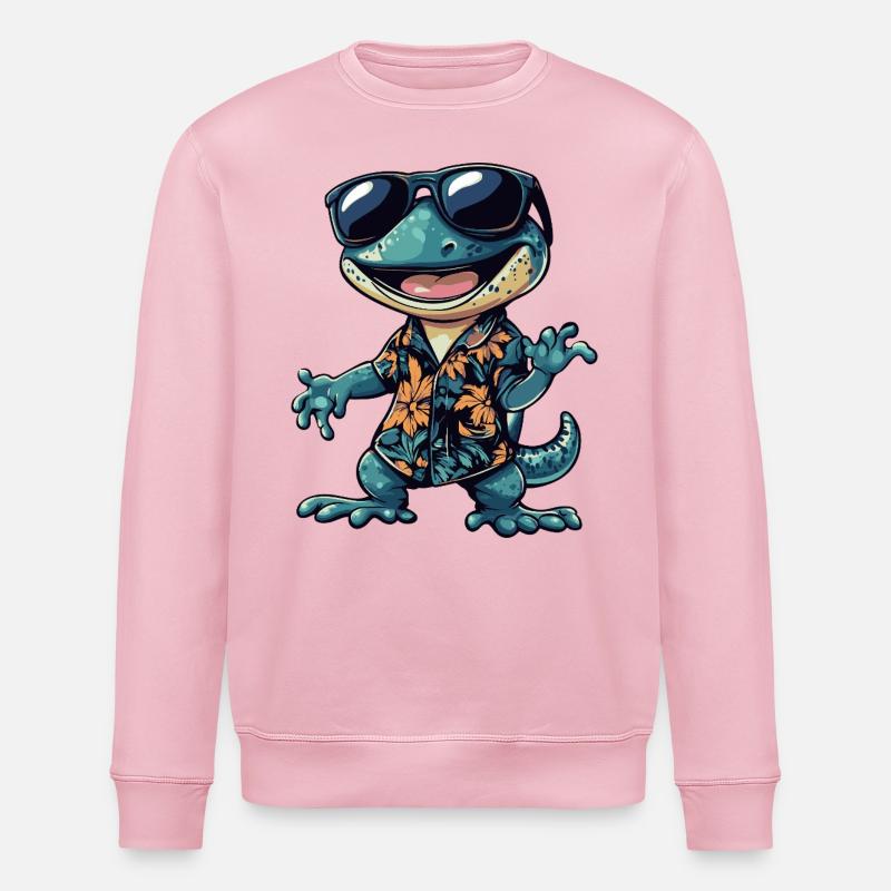 Lizard Comic Funny Summer - Stanley/Stella ROLLER Unisex Organic Sweatshirt - cotton pink