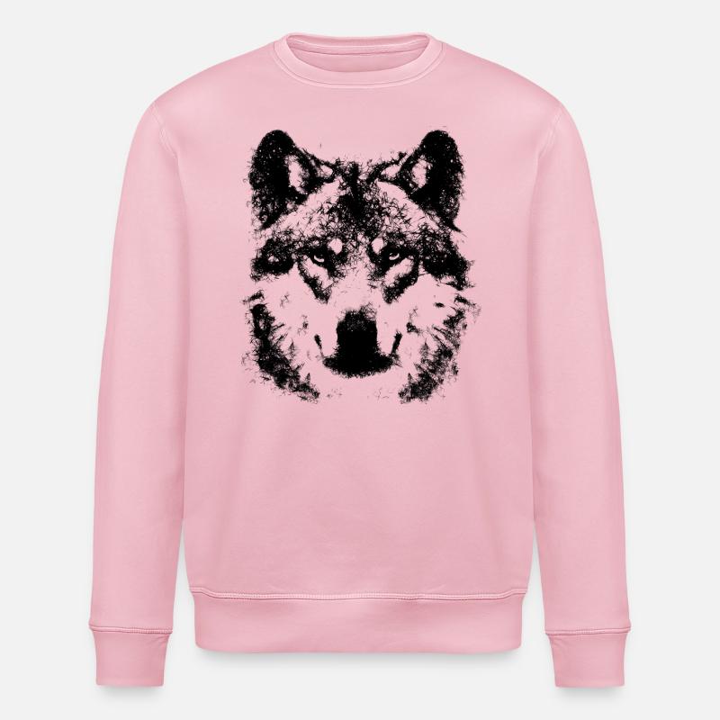 loup Aquarell - Sweat bio ROLLER Stanley/Stella Unisexe - rose pâle