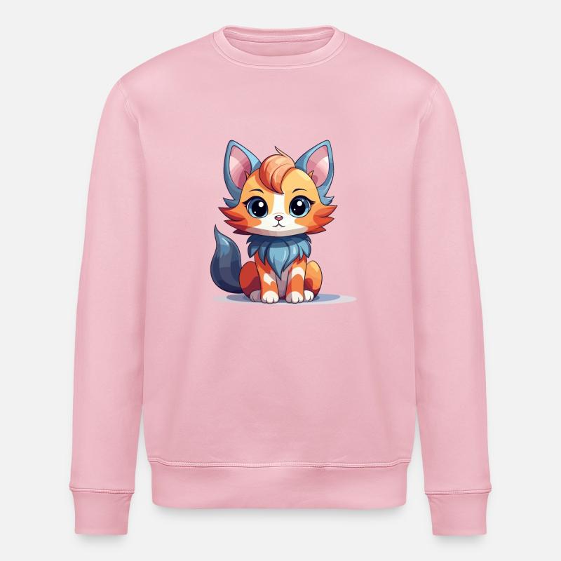Katze - Kawaii Style - Stanley/Stella Unisex Bio-Sweatshirt ROLLER - Hellrosa