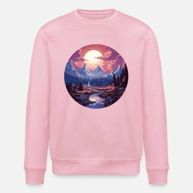 Paysage - Illustration - Sweat bio ROLLER Stanley/Stella Unisexe - rose pâle