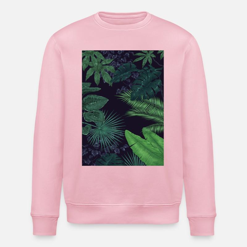 feuilles tropicales - Sweat bio ROLLER Stanley/Stella Unisexe - rose pâle