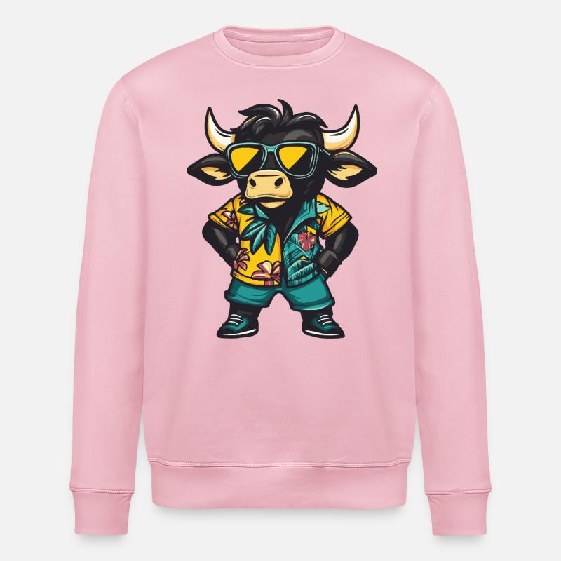 Stier Comic Lustig Sommer - Stanley/Stella Unisex Bio-Sweatshirt ROLLER - Hellrosa