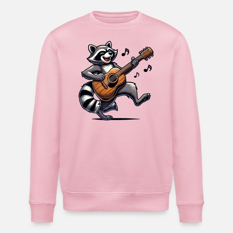 Waschbär Gitarre Musik - Stanley/Stella Unisex Bio-Sweatshirt ROLLER - Hellrosa