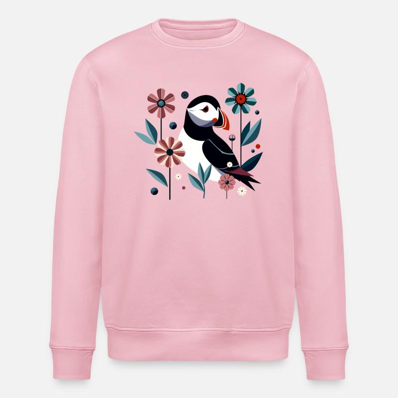 Macareux aux fleurs - Sweat bio ROLLER Stanley/Stella Unisexe - rose pâle