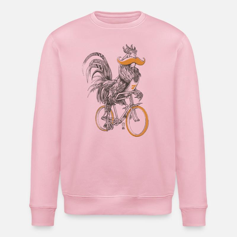 Coq & Bicycles - Sweat bio ROLLER Stanley/Stella Unisexe - rose pâle