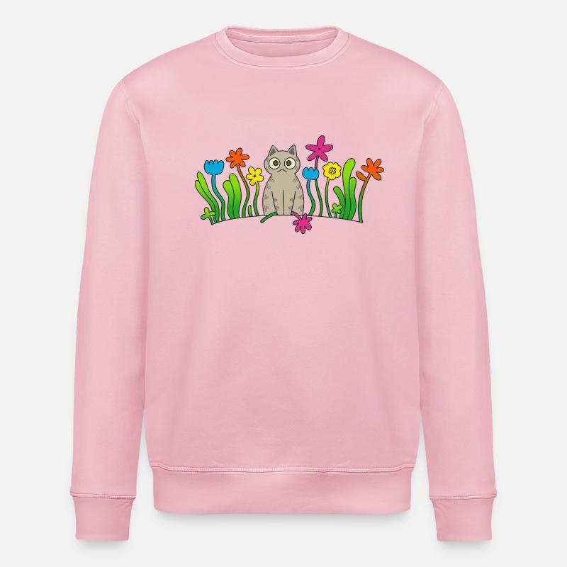 Chat avec une fleur - Sweat bio ROLLER Stanley/Stella Unisexe - rose pâle