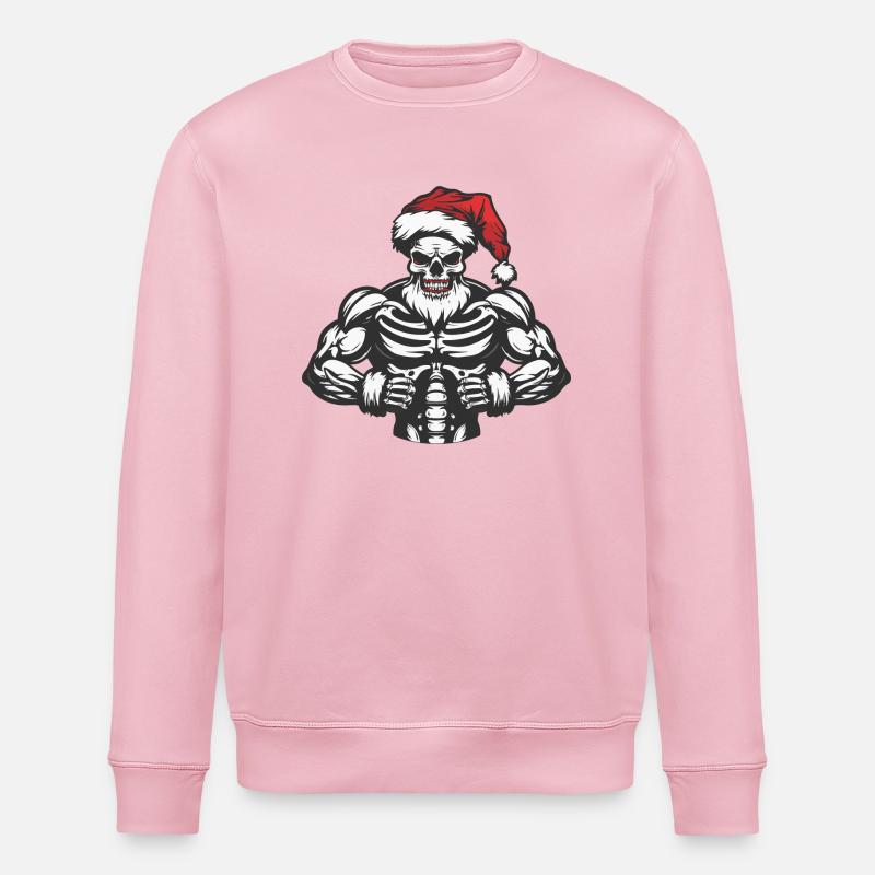 Crâne de Noël - Sweat bio ROLLER Stanley/Stella Unisexe - rose pâle
