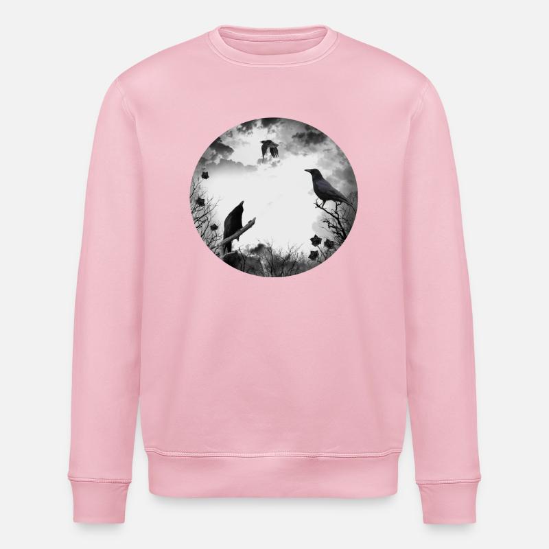 Gothic, crows, ravens - Stanley/Stella ROLLER Unisex Organic Sweatshirt - cotton pink