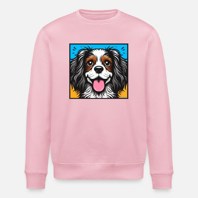 King Charles Cavalier Pop art - Stanley/Stella ROLLER Unisex Organic Sweatshirt - cotton pink