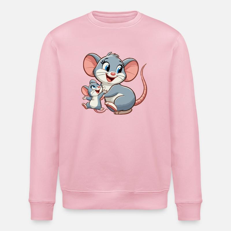 Mäusemutter mit herumtollendem Kind - Stanley/Stella Unisex Bio-Sweatshirt ROLLER - Hellrosa
