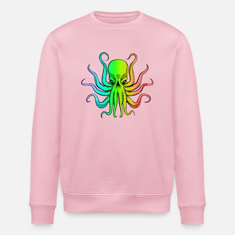 Rainbow Cthulhu - Stanley/Stella ROLLER Unisex Organic Sweatshirt - cotton pink