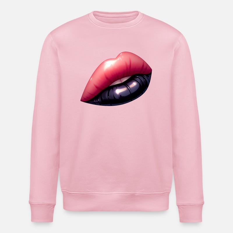 Black lips, mesmerizing charm. - Stanley/Stella ROLLER Unisex Organic Sweatshirt - cotton pink