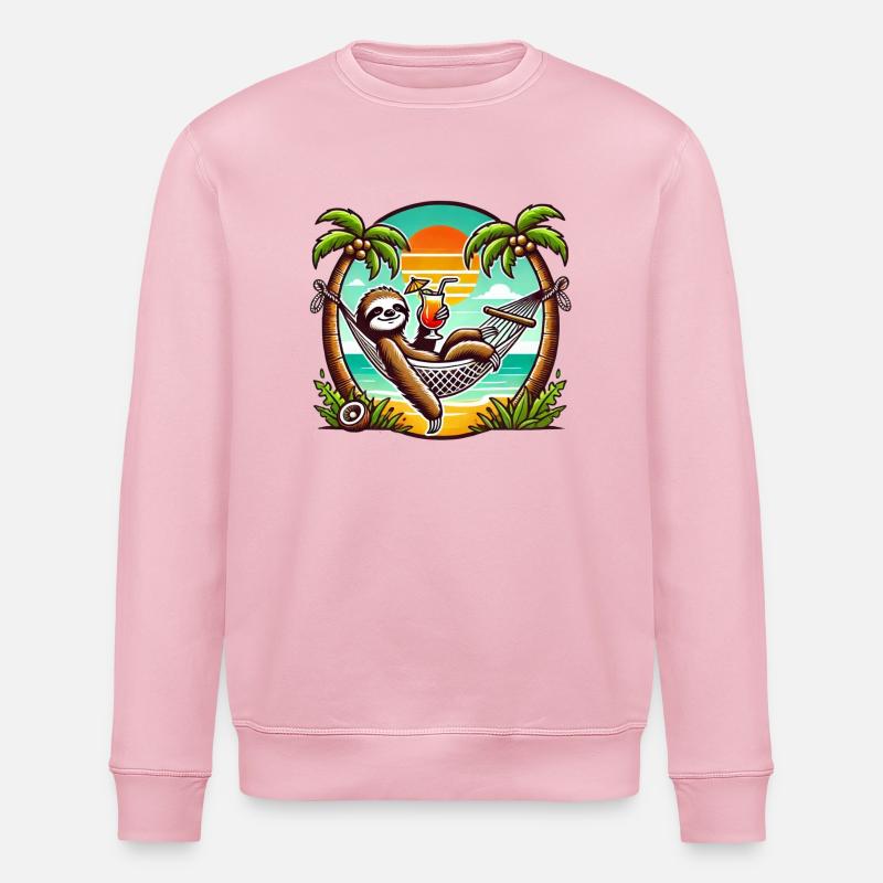 Sloth in the hammock - Stanley/Stella ROLLER Unisex Organic Sweatshirt - cotton pink