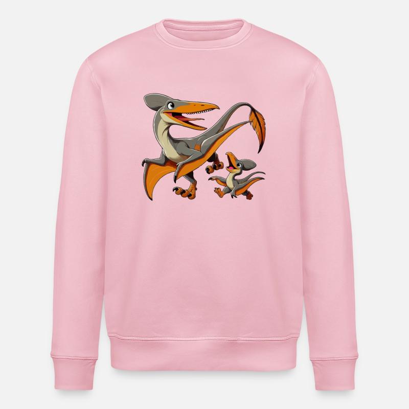 Pteranodon Mutter und Kind - Stanley/Stella Unisex Bio-Sweatshirt ROLLER - Hellrosa