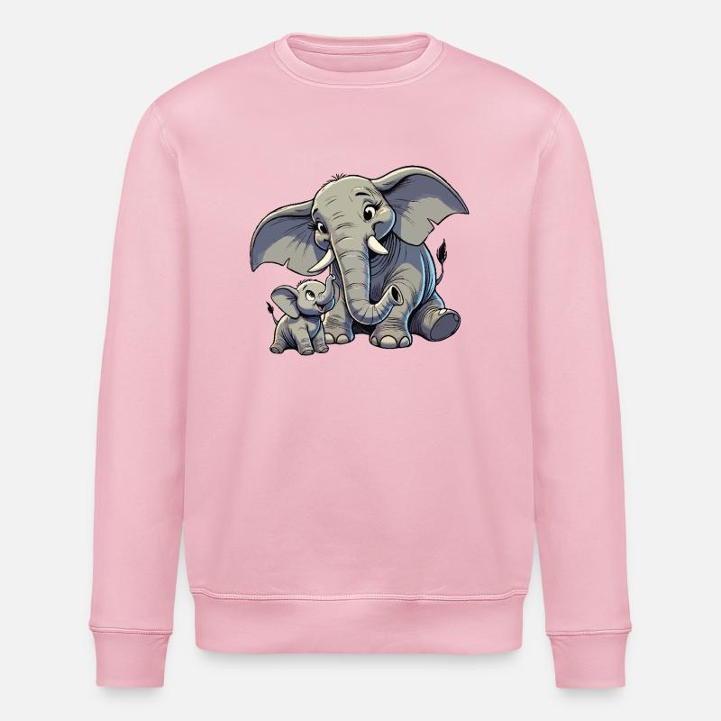 Afrikanischer Elefant Mutter und Kind - Stanley/Stella Unisex Bio-Sweatshirt ROLLER - Hellrosa