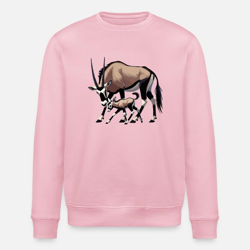 Antilope oryx avec jeune - Sweat bio ROLLER Stanley/Stella Unisexe - rose pâle