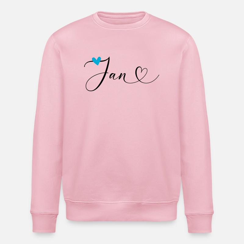 Jan Nom Prénom Calligraphie coeur - Sweat bio ROLLER Stanley/Stella Unisexe - rose pâle