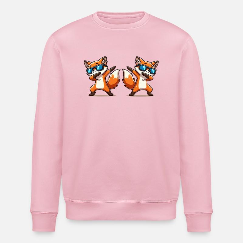 Fox Animal Dabbing 2 - Stanley/Stella ROLLER Unisex Organic Sweatshirt - cotton pink
