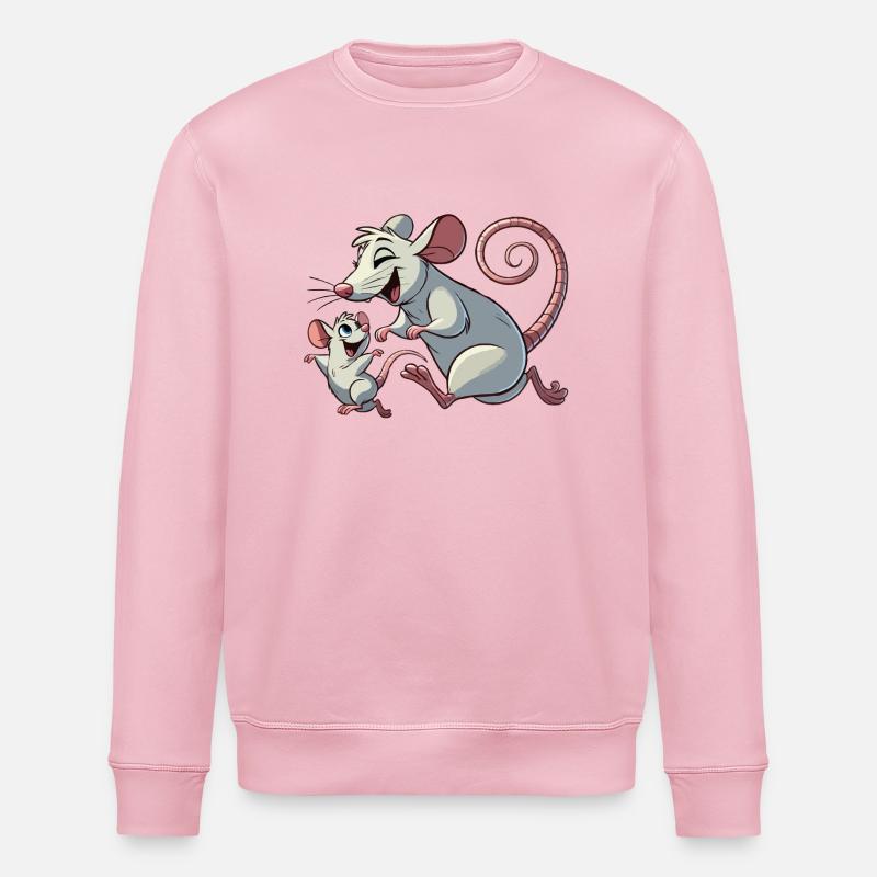 Rattenmama mit herumtollendem Kind - Stanley/Stella Unisex Bio-Sweatshirt ROLLER - Hellrosa