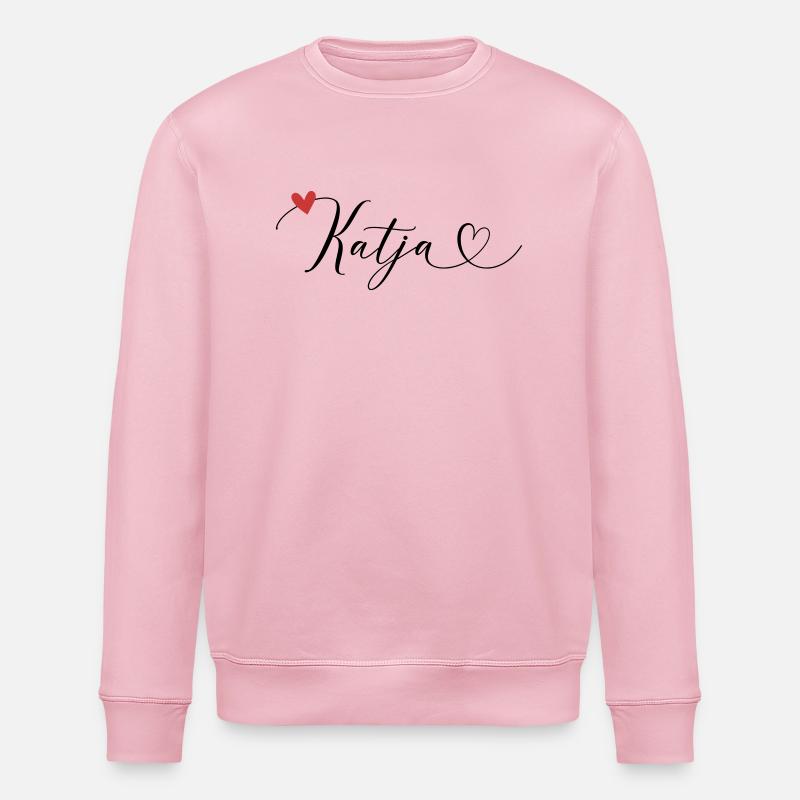 Katja Nom Prénom Calligraphie Coeur - Sweat bio ROLLER Stanley/Stella Unisexe - rose pâle