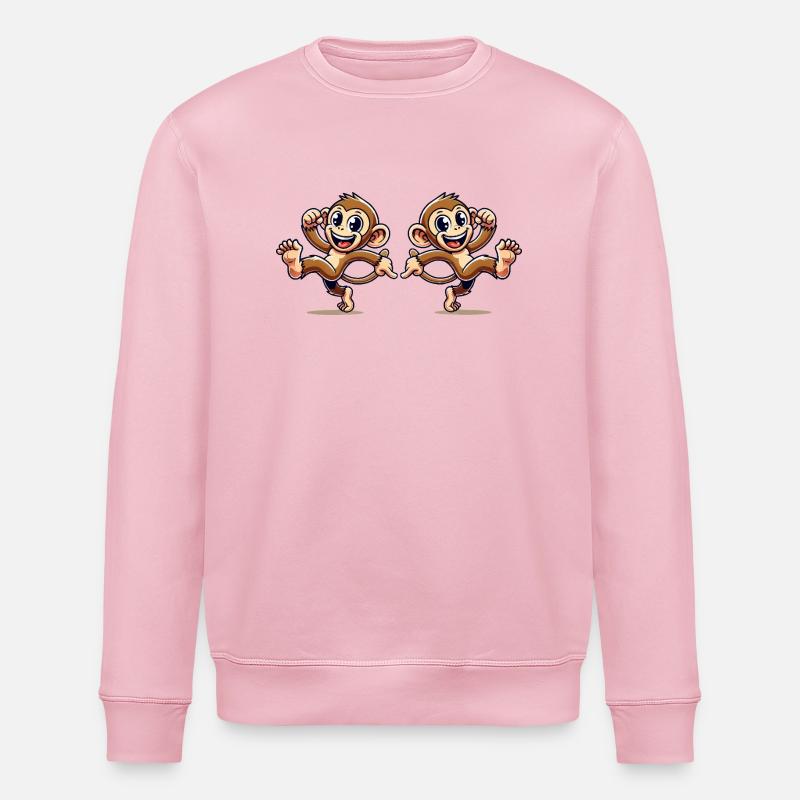 Monkey Comic 2 - Stanley/Stella ROLLER Unisex Organic Sweatshirt - cotton pink