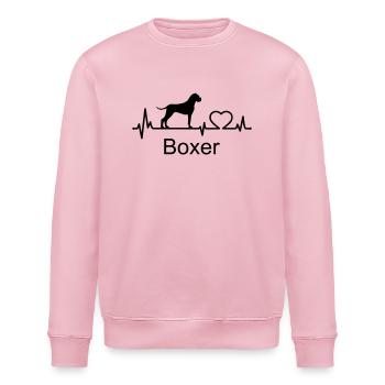 Boxer Hund Herzschlag Hundebesitzer Geschenkidee - Stanley/Stella Unisex Bio-Sweatshirt ROLLER - Hellrosa - Vorne - Nik (191cm)
