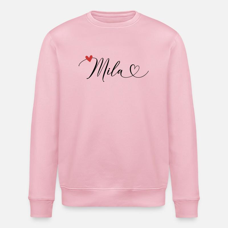 Mila Nom Prénom Calligraphie Coeur - Sweat bio ROLLER Stanley/Stella Unisexe - rose pâle