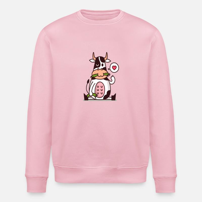 Kühe Cartoon Comic Kuh - Stanley/Stella Unisex Bio-Sweatshirt ROLLER - Hellrosa