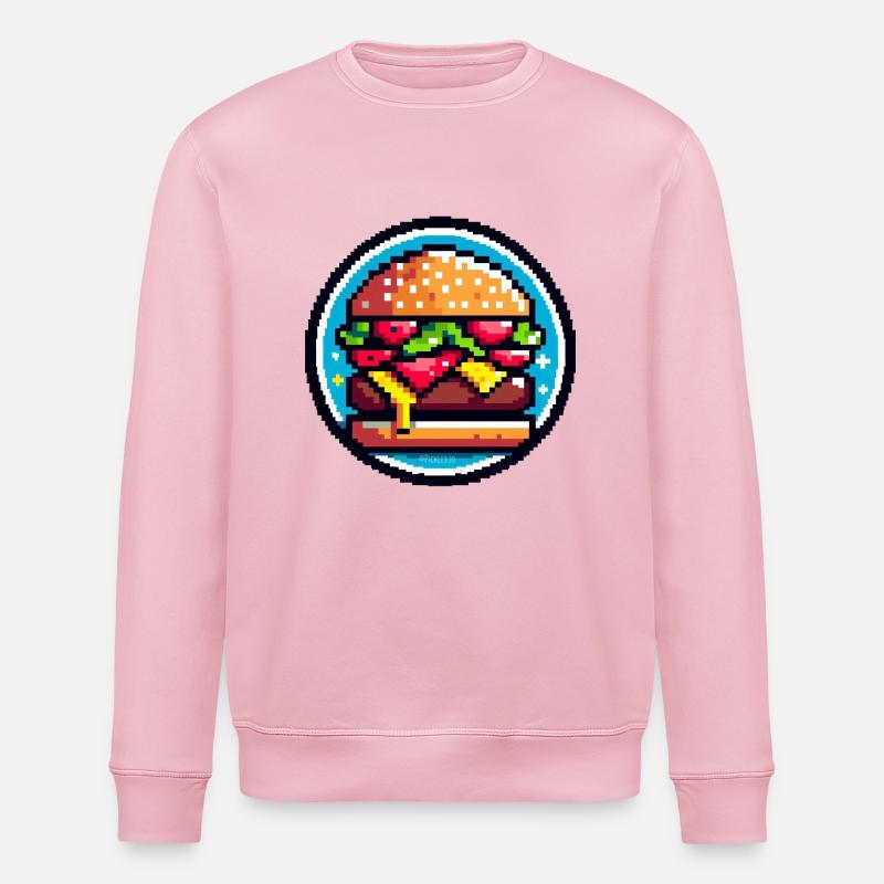 Burger rétro Pixel - Sweat bio ROLLER Stanley/Stella Unisexe - rose pâle